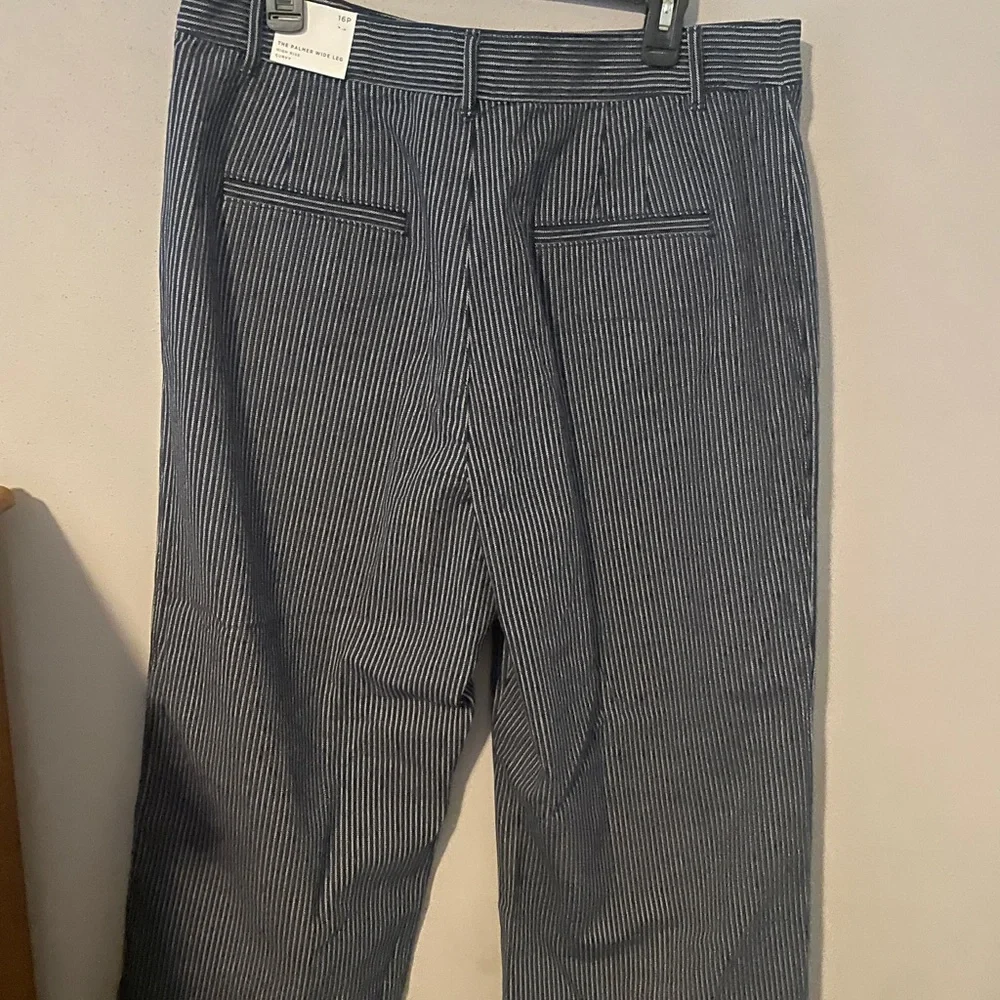LOFT Navy and White Striped Pants - Picture 3 of 3